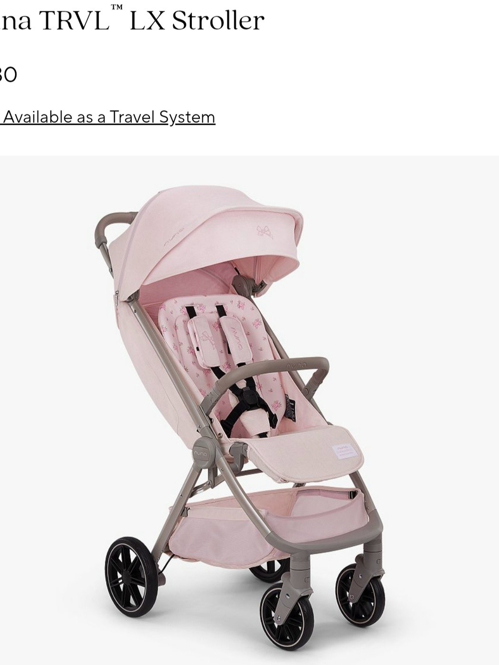 Pink Kids Stroller with Canopy and Safety Harness